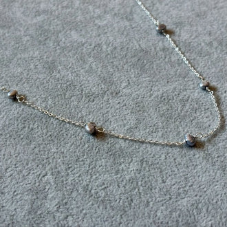 Collar Plata con perla natural gris