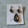 Set Dije y Aretes Plata y cristal negro