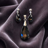 Set Dije y Aretes Plata y cristal negro