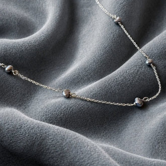 Collar Plata con perla natural gris