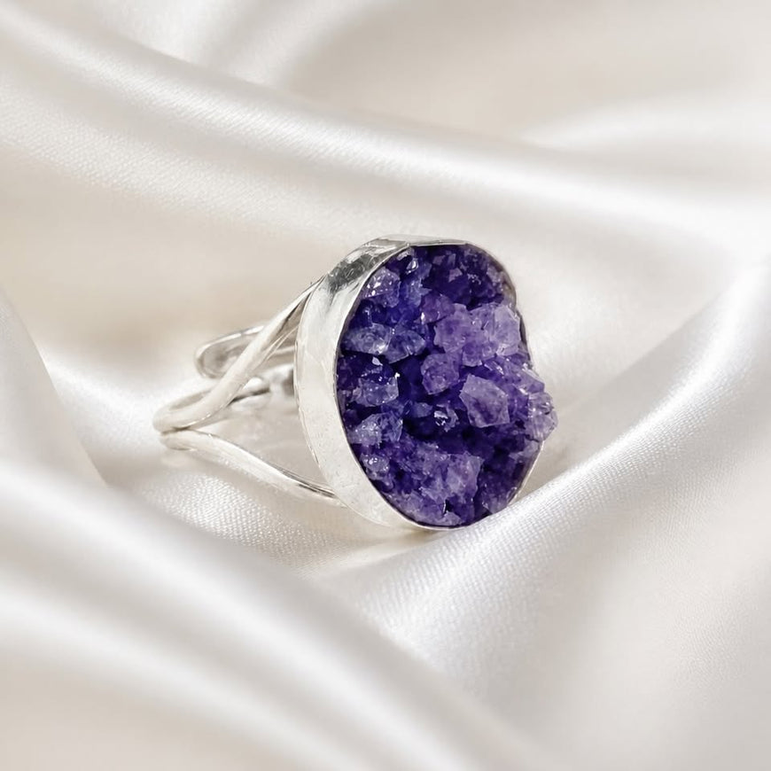 Anillo plata con amatista adjustable