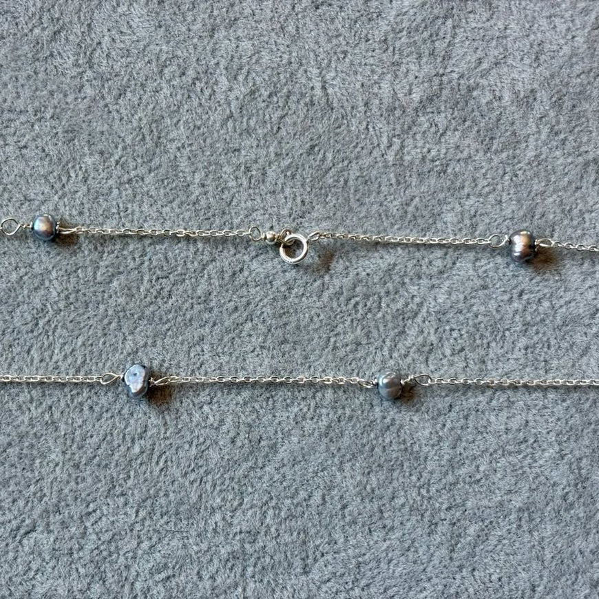 Collar Plata con perla natural gris