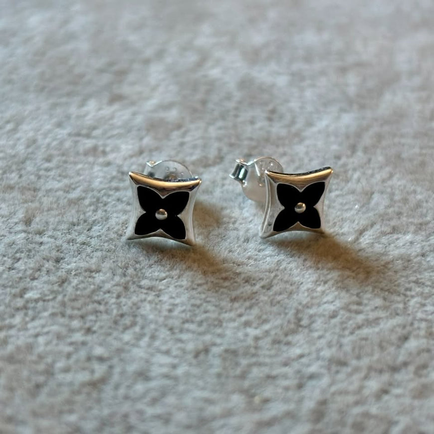 ARETE COLOR NEGRO, PLATA .925