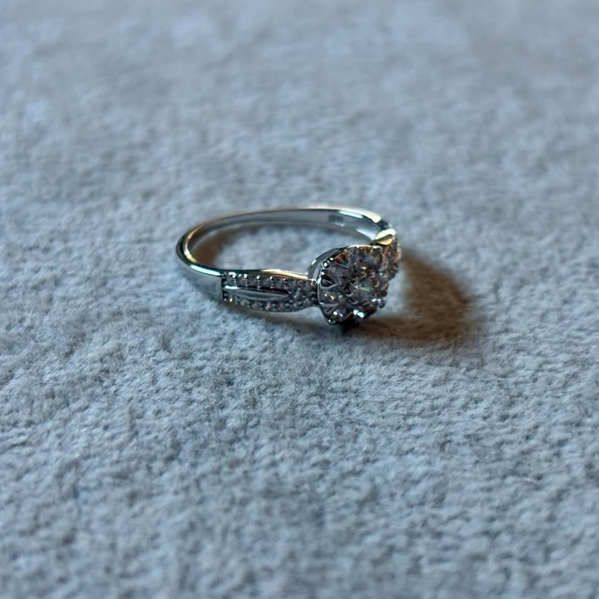 ANILLO SOLITARIO, ELIGEN TALLA 6,7,8,9, BAÑO DE RODIO, PLATA . 925