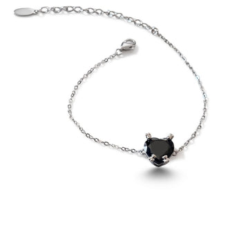 Pulsera con Onix oso forma corazon, Plata .925