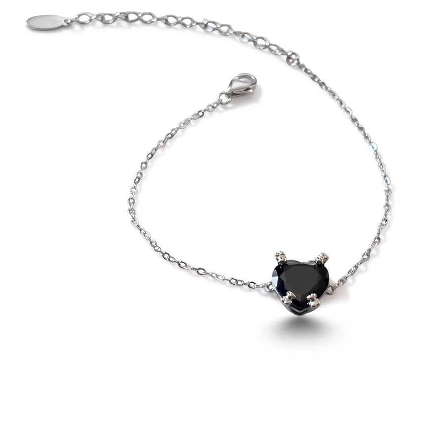Pulsera con Onix oso forma corazon, Plata .925
