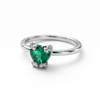 Anillo Verde Montadura oso, Tallas 6,7,8,9, bano de rodia. Plata .925.