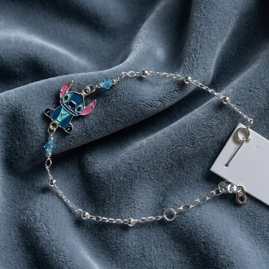 Pulsera Plata .925 con charm de Stitch