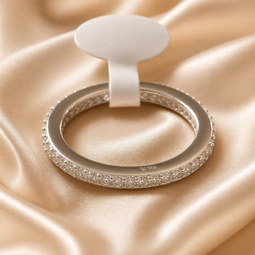 ANILLO CHURUMBELA BLANCA, ELIGEN TALLA 7,9, BAÑO DE RODIO, PLATA .925