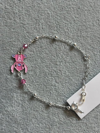 Pulsera Plata .925 con charm de Angel (Pink Stitch)