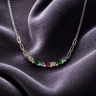 COLLAR DE PIERDAS NATURALES, BAÑO DE RODIO, PLATA .925