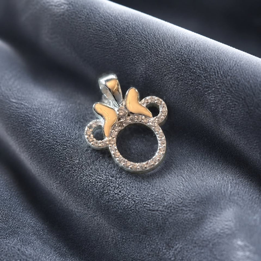 DIJE SILUETA DE MINI CON CIRCONIA, PLATA .925