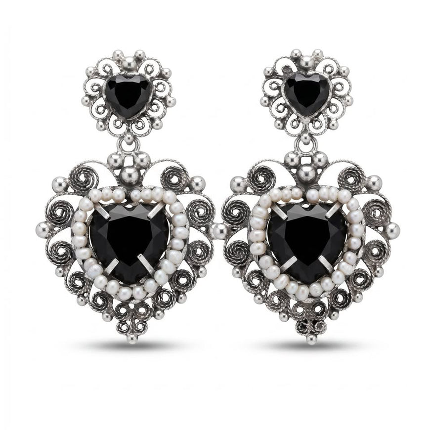 Arete Filigrana, Plata .925 color negro