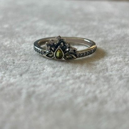 Anillo de Princessa Tiana Plateado, Talla 5,6,7,8,9, Plata .925