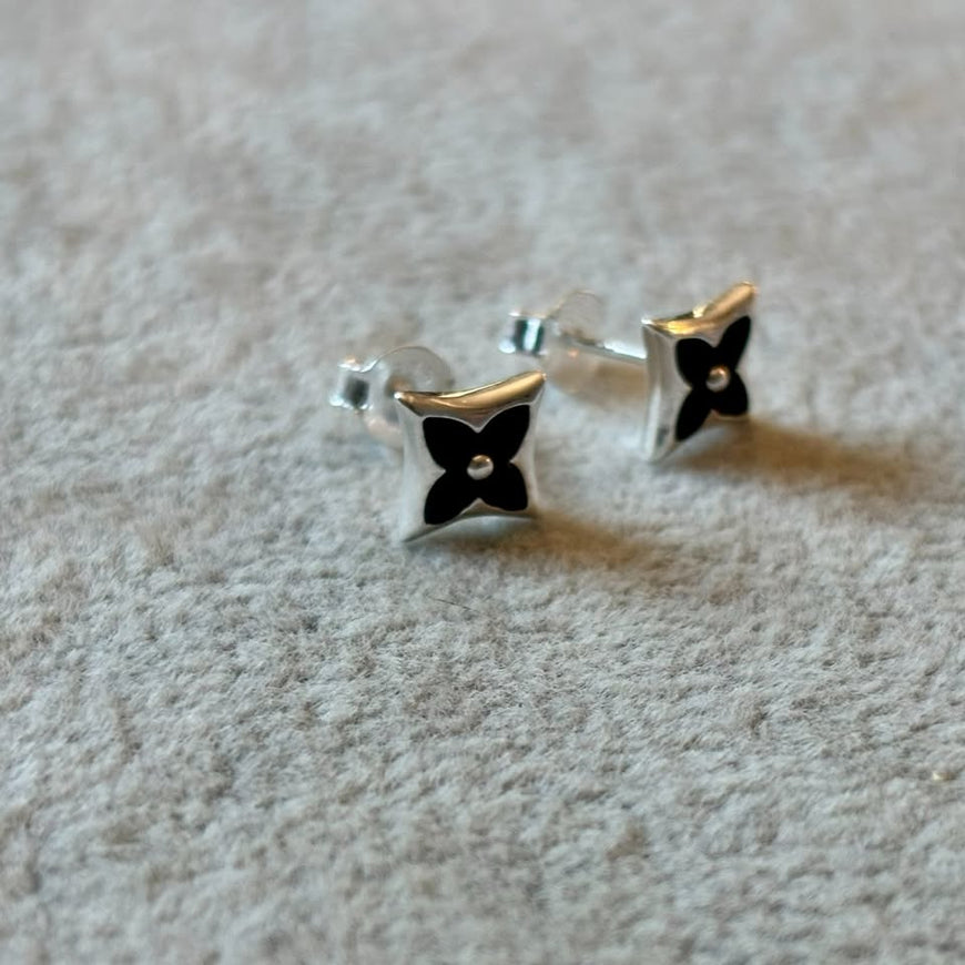 ARETE COLOR NEGRO, PLATA .925