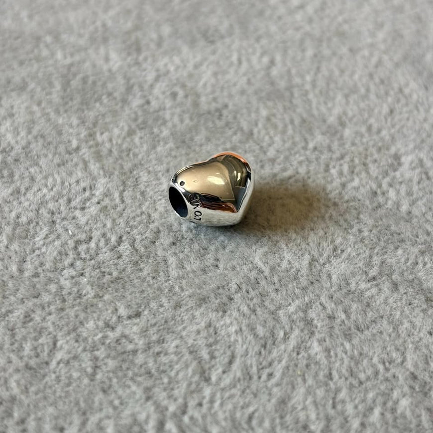 Charm de corazon lizo plateado, Plata .925