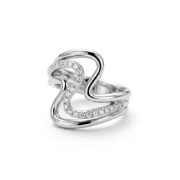 Anillo de Ola con circonias, Talla 7 Plata .925