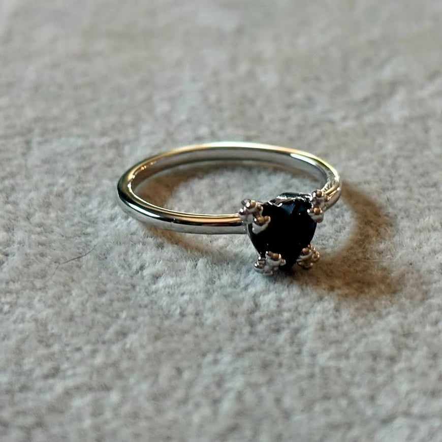 Anillo con Onix Mantadura oso forma corazon, Talla 6,7,8,9, Plata.925