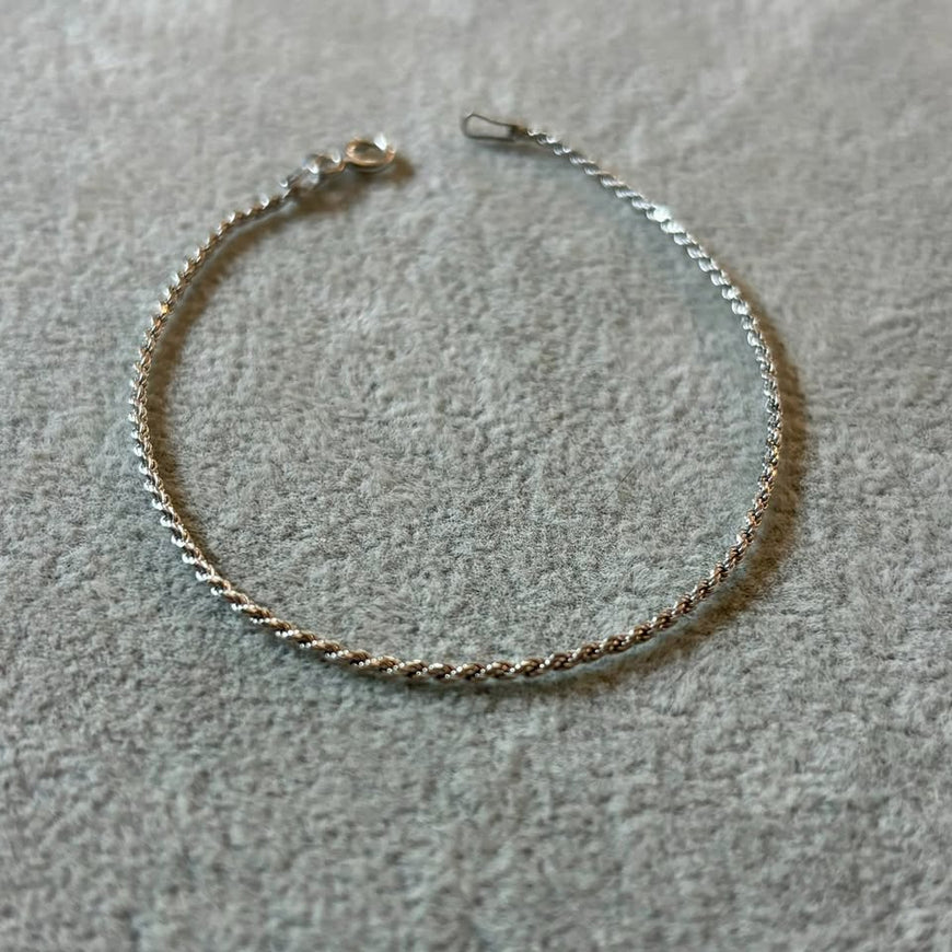 Pulsera Torzal 18CM, Bano de Rodio, Plata .925