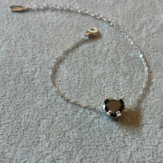 Pulsera con Onix oso forma corazon, Plata .925