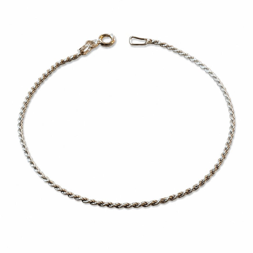 Pulsera Torzal 18CM, Bano de Rodio, Plata .925