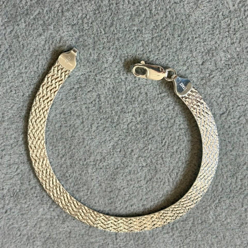 Pulsera Planchada Doble Vista 19cm, Plata .925