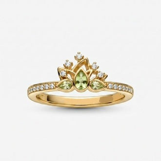 Anillo de Princessa Tiana Dorado, Talla 5,6,7,8,9, Plata .925 (Copy)
