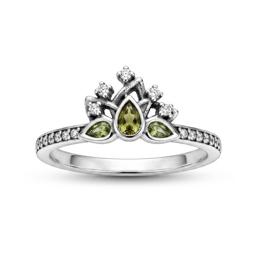 Anillo de Princessa Tiana Plateado, Talla 5,6,7,8,9, Plata .925