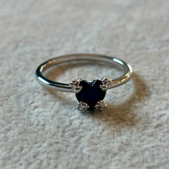 Anillo con Onix Mantadura oso forma corazon, Talla 6,7,8,9, Plata.925