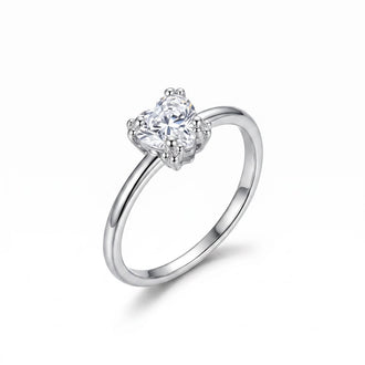 Anillo con circonia forma de corazon montadura oso Talla 6,7,8,9, Plata .925
