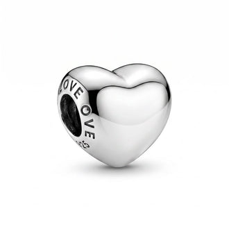 Charm de corazon lizo plateado, Plata .925