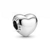 Charm de corazon lizo plateado, Plata .925