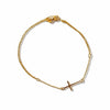 Pulsera Esclavo con dije de cruz lisa, oro 14k