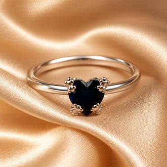 Anillo con Onix Mantadura oso forma corazon, Talla 6,7,8,9, Plata.925