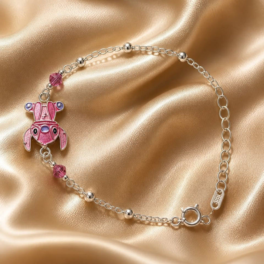 Pulsera Plata .925 con charm de Angel (Pink Stitch)