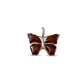 Dije Grande de Mariposa con Ambar, Plata .925