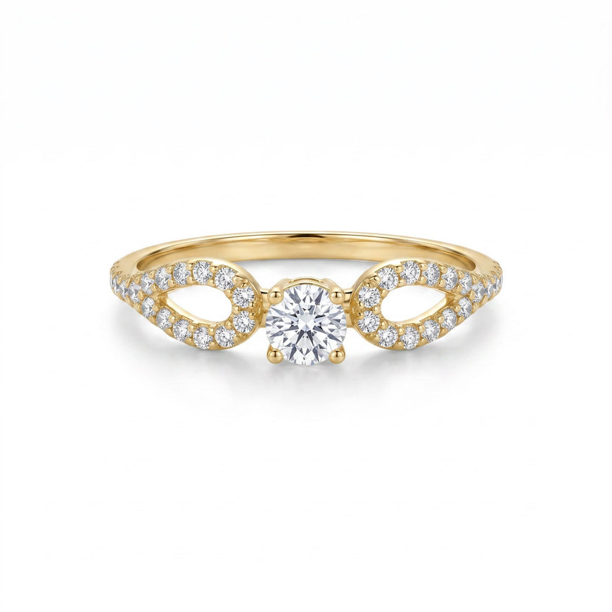 Anillo de Compromiso con circonia blanca talla 7 y 8 Oro 10K
