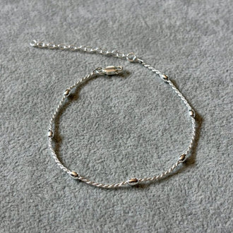 Tobillera con torzal y arros, Plata .925