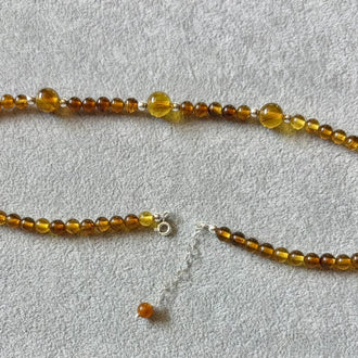Collar de Ambar con bolitas de plata, Plata .925