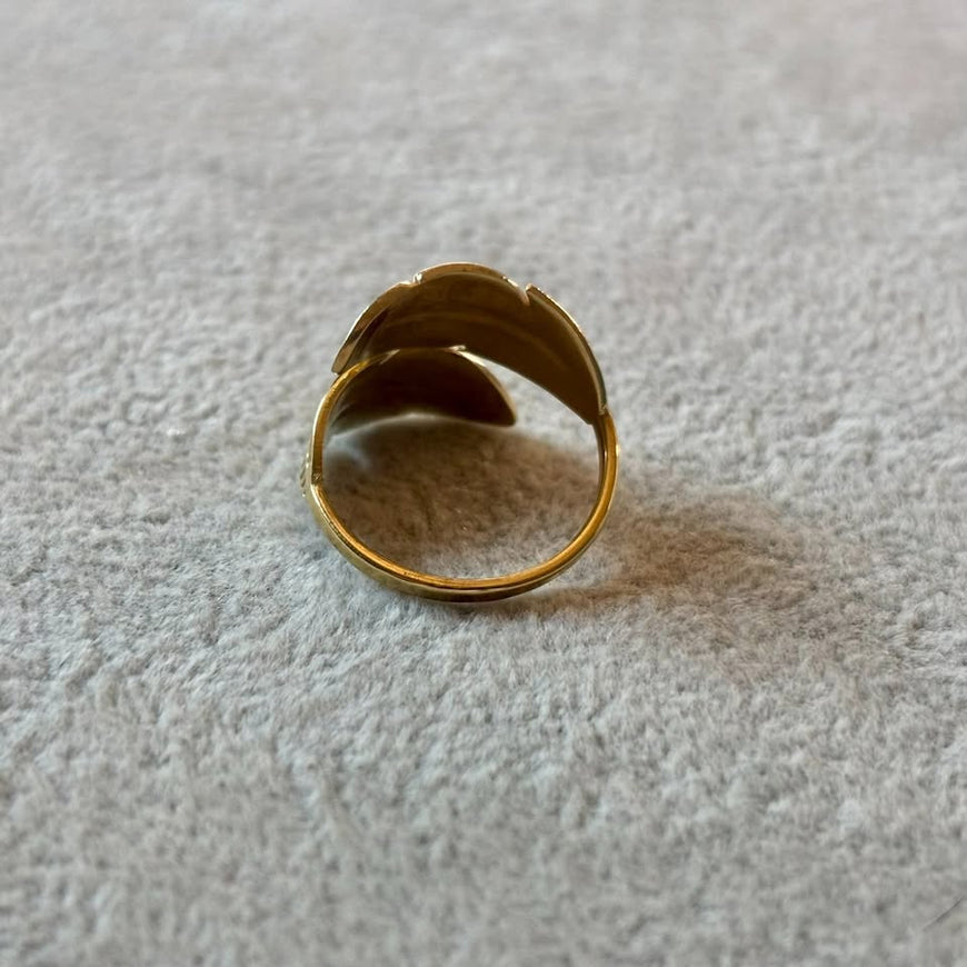 Anillo doble hoja, Talla 6,7,8,9, con bano de oro, Plata .925