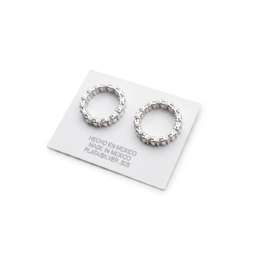 Aretes Con Multiosos con circonias bagguet con bano de rodio, Plata .925