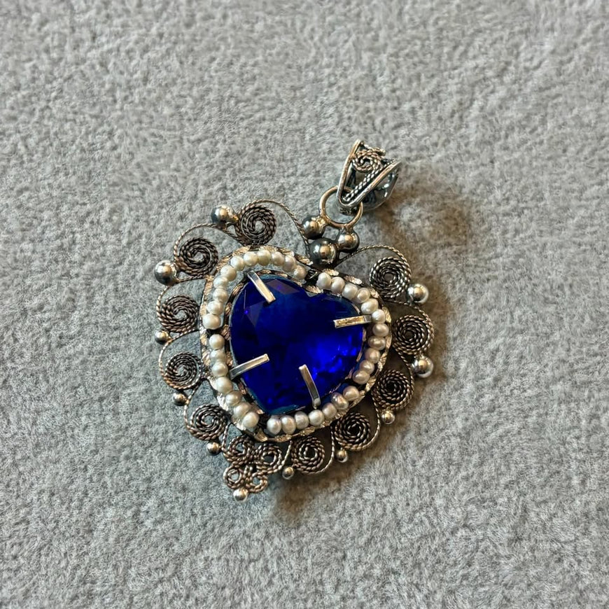 Dije Filigrana, Plata .925 color azul