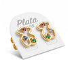 Aretes de oso y bolitas multicolor con bano de oro, plata .925