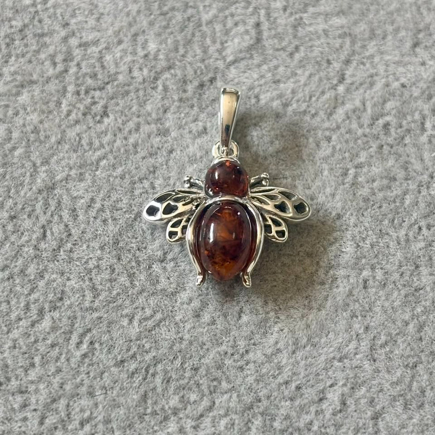 Dije de abeja con Ambar, Plata .925