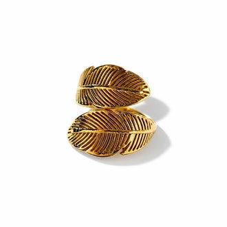 Anillo doble hoja, Talla 6,7,8,9, con bano de oro, Plata .925