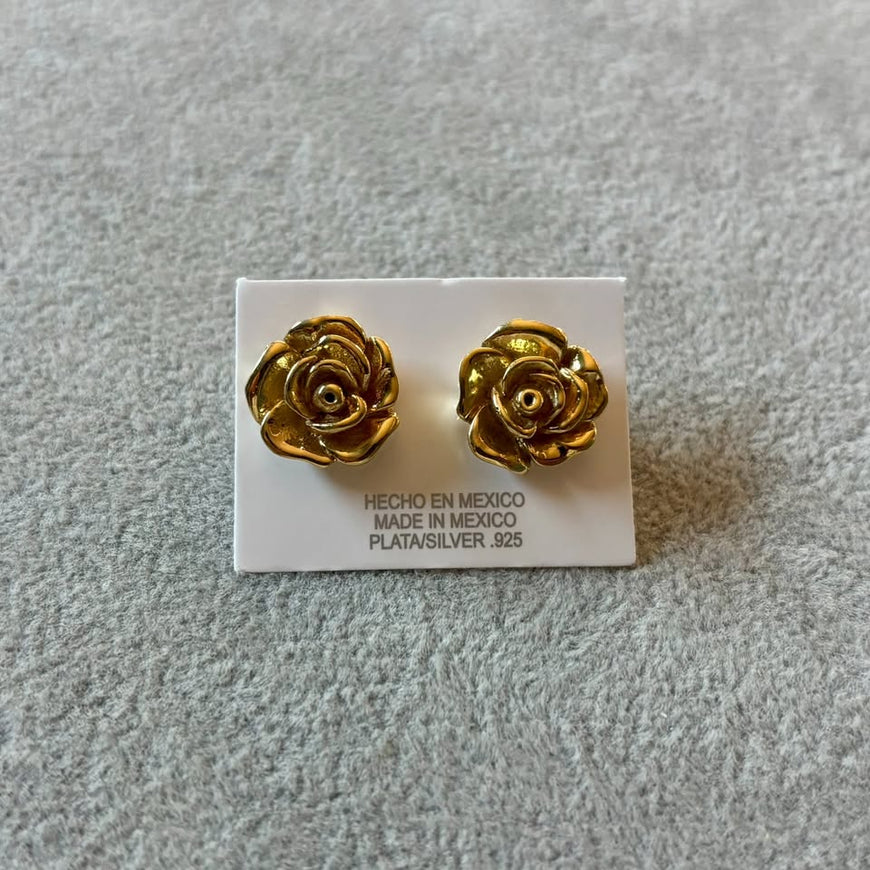 Arretes de rosa con bano de oro, Plata .925