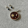 Set de dije, Aretes y Dije de Sol y Luna en Ambar, Plata .925.