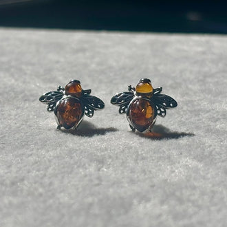 Arete de Abeja con Ambar, Plata .925