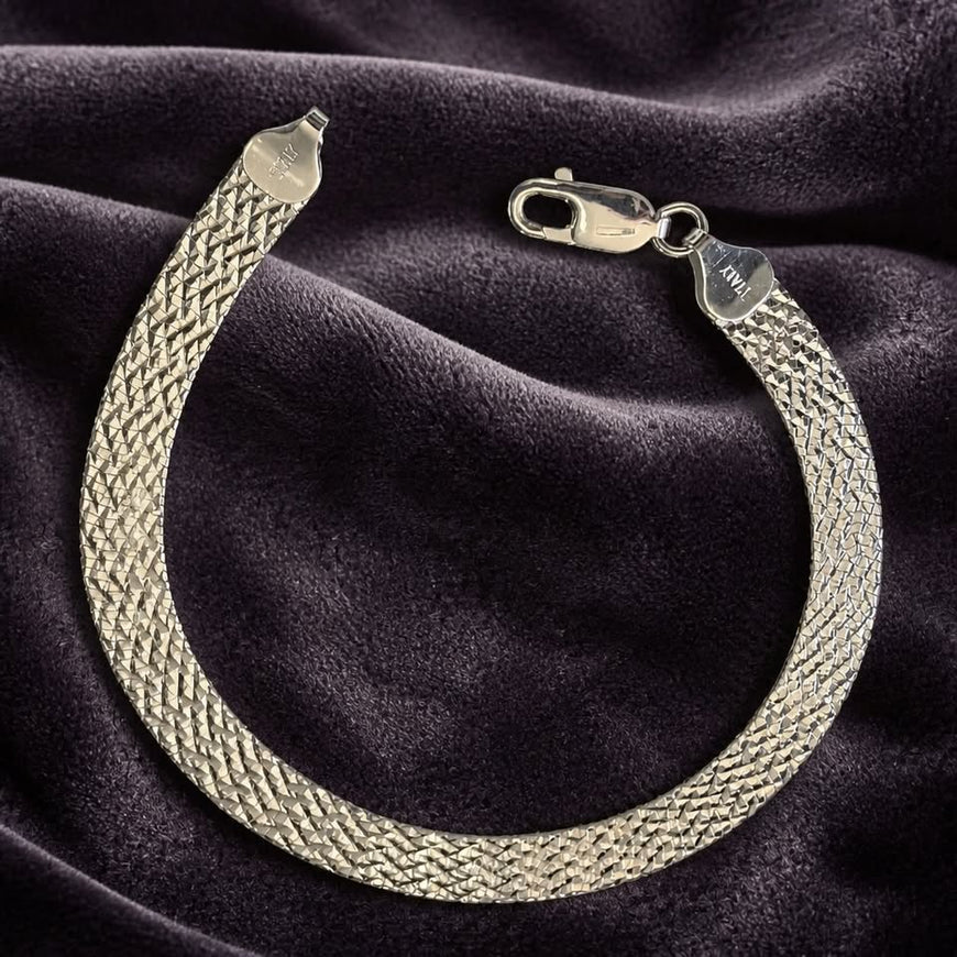 Pulsera Planchada Doble Vista 19cm, Plata .925