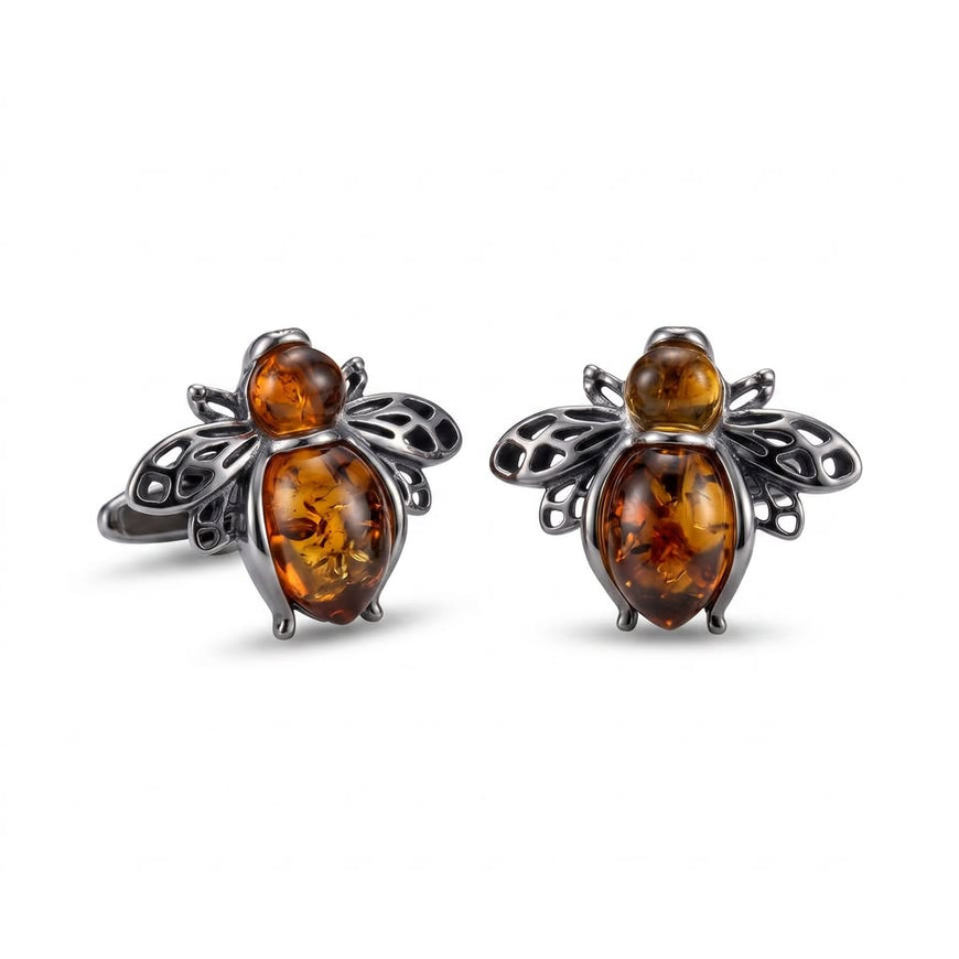 Arete de Abeja con Ambar, Plata .925